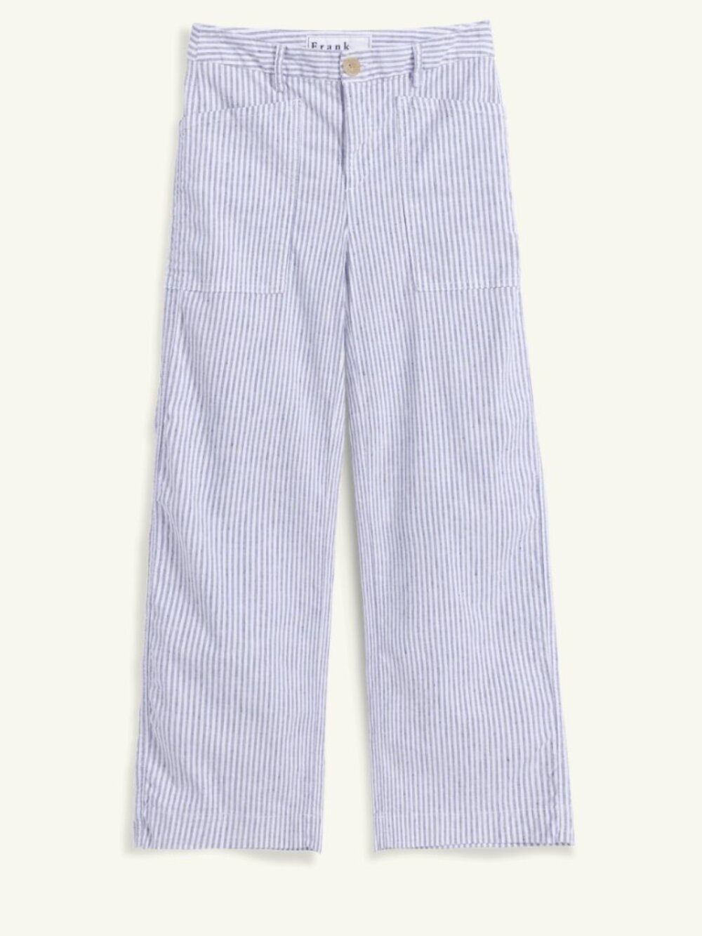 Frank & Eileen Limerick 6 Linen Wide Leg Utility Navy and White Stripe Pants - Picture 3 of 8